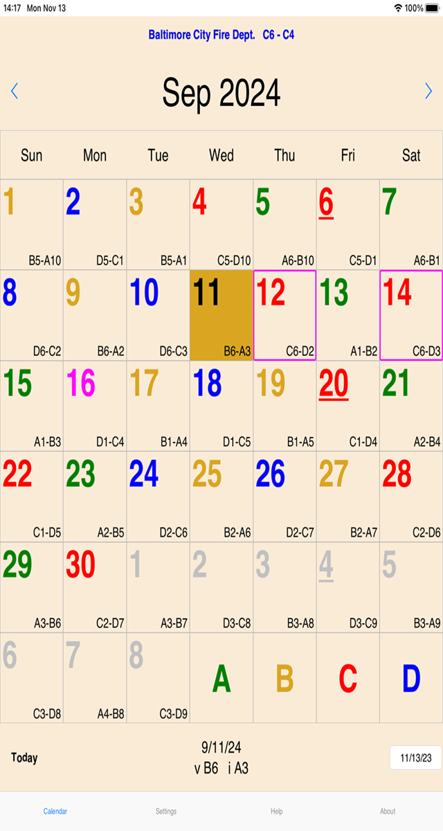 ShiftCal on iPhone