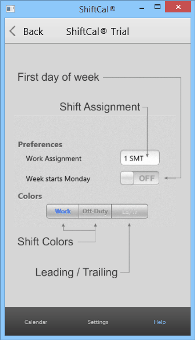 ShiftCal Help