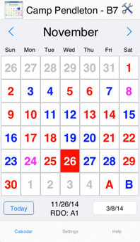 ShiftCal on iPhone