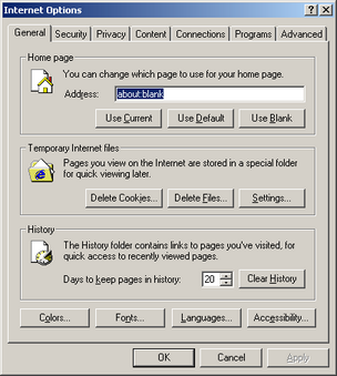 Internet Options
