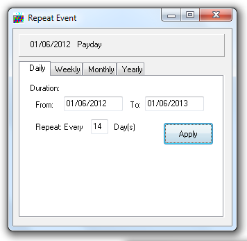 Daily or Weekly repeating event